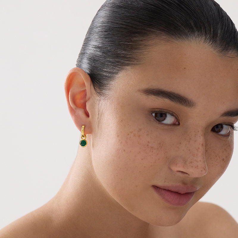 SOLACE GREEN ONYX HUGGIE EARRING
