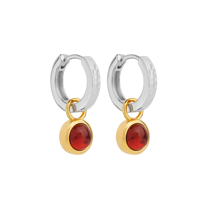 SOLACE GARNET HUGGIE EARRING