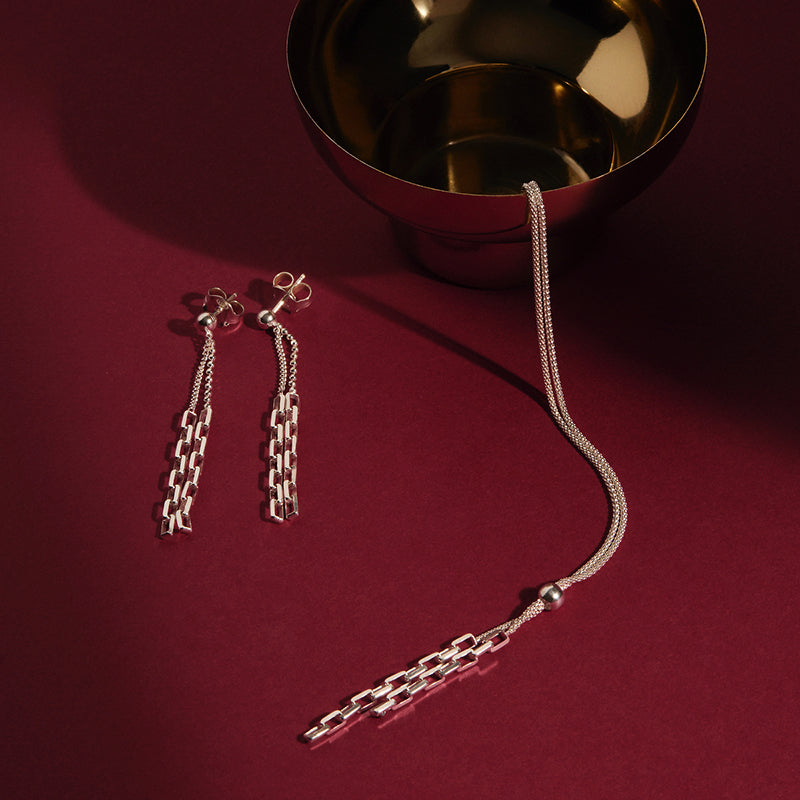 STARDUST DOUBLE CHAIN LINK EARRINGS