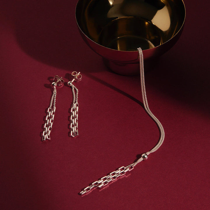 STARDUST DOUBLE CHAIN LINK EARRINGS