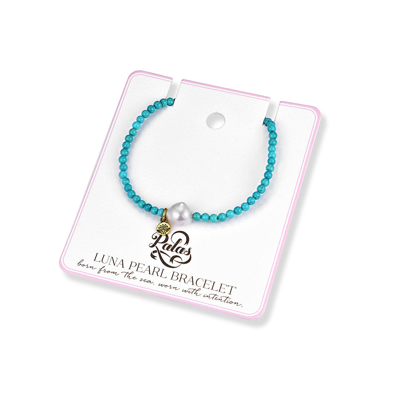 TURQUOISE HOWLITE 'CALM' LUNA PEARL BRACELET
