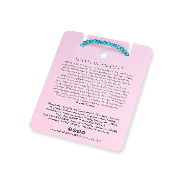 TURQUOISE HOWLITE 'CALM' LUNA PEARL BRACELET