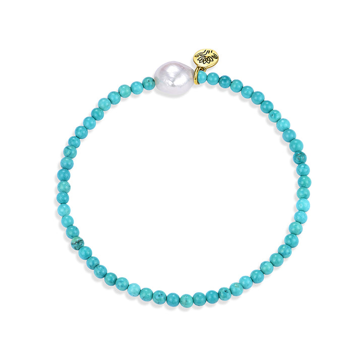 TURQUOISE HOWLITE 'CALM' LUNA PEARL BRACELET