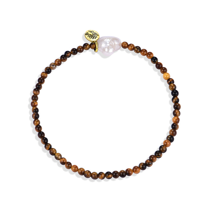 TIGER'S EYE 'COURAGE' LUNA PEARL BRACELET