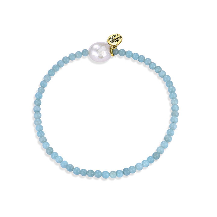 AMAZONITE 'TRUTH' LUNA PEARL BRACELET