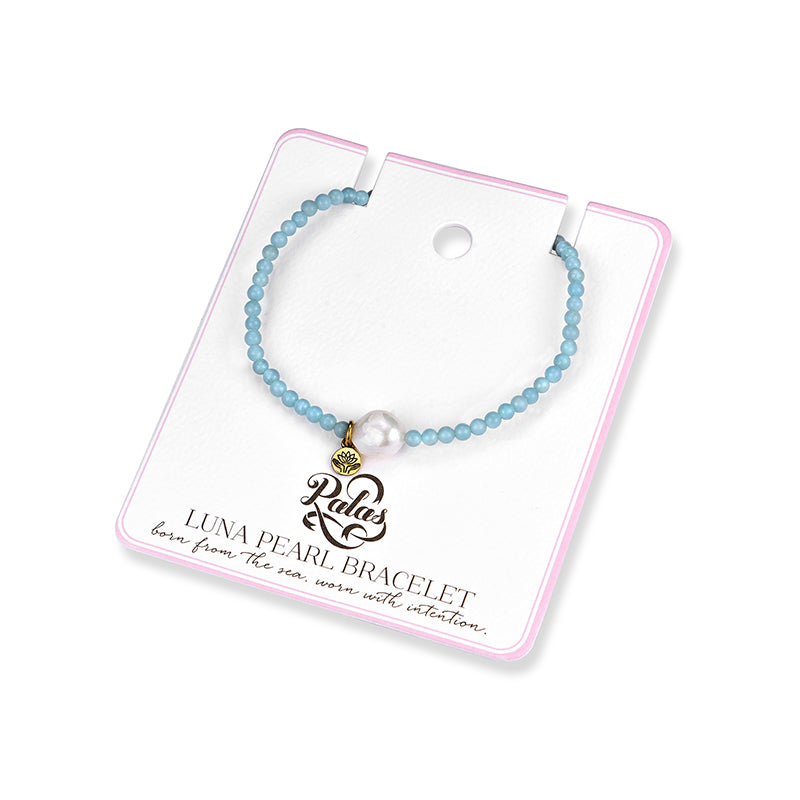 AMAZONITE 'TRUTH' LUNA PEARL BRACELET