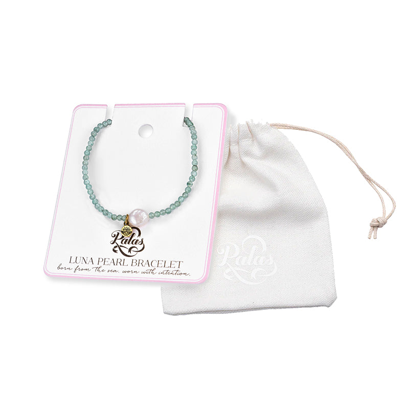 GREEN AVENTURINE 'CALM' LUNA PEARL BRACELET