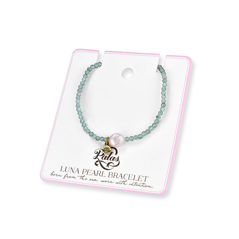 GREEN AVENTURINE 'CALM' LUNA PEARL BRACELET