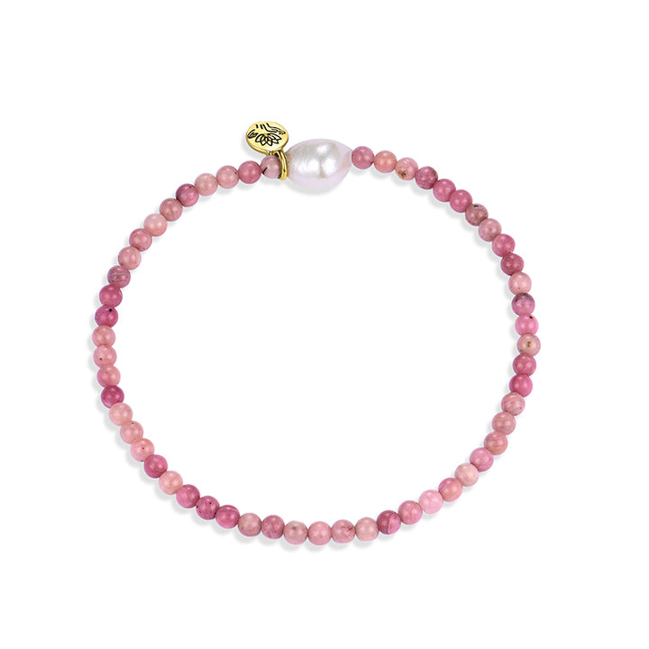 PINK RHODONITE 'LOVE' LUNA PEARL BRACELET