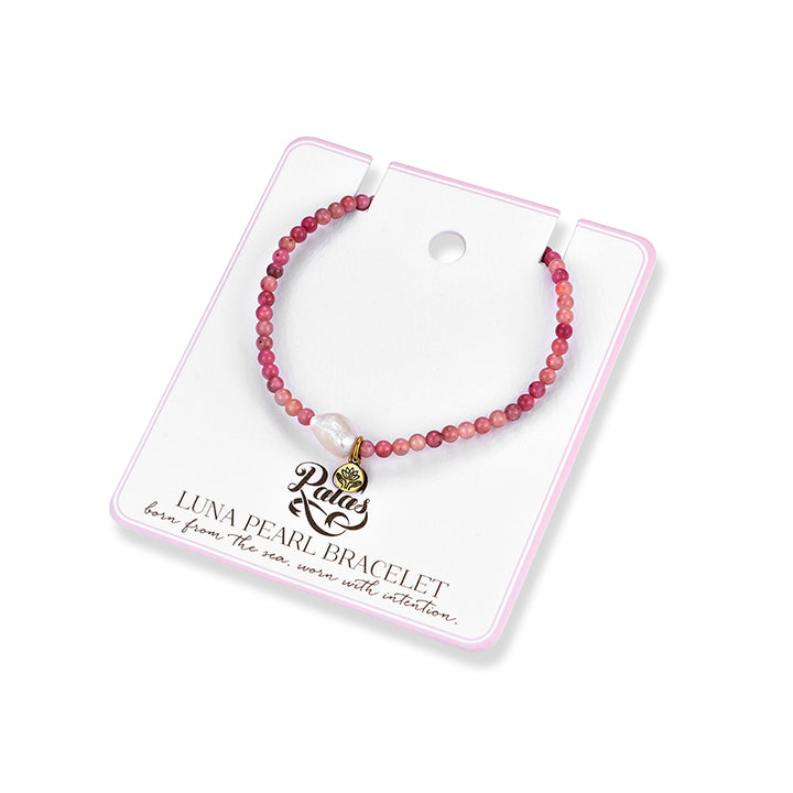 PINK RHODONITE 'LOVE' LUNA PEARL BRACELET