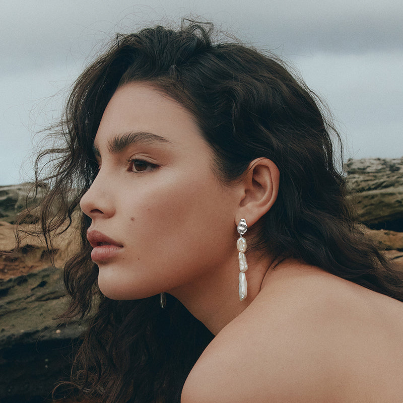 CIELO LONG PEARL DROP EARRINGS
