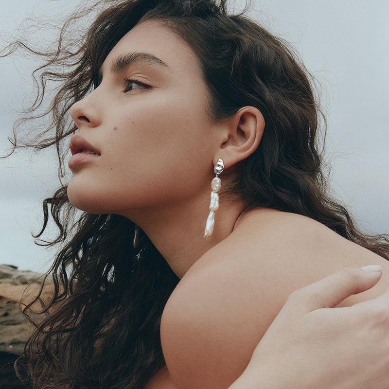 CIELO LONG PEARL DROP EARRINGS
