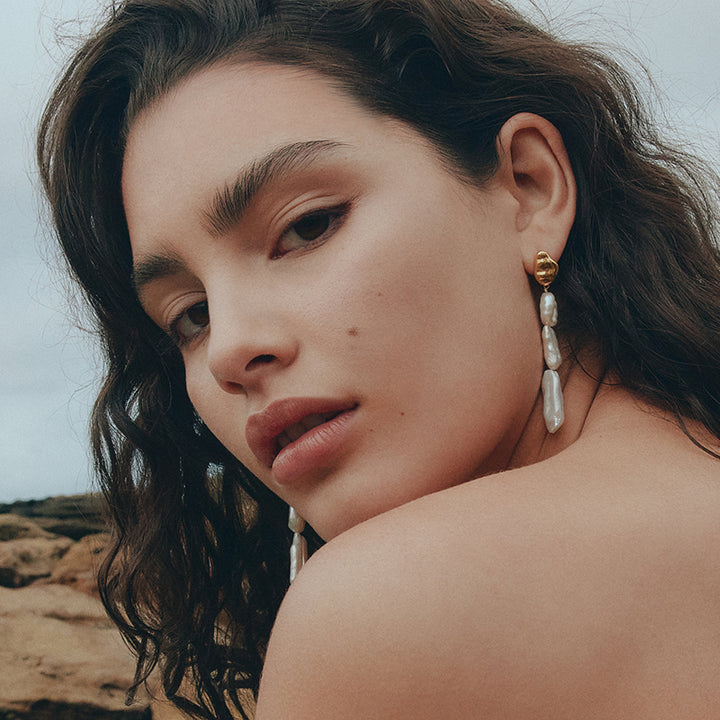 CIELO LONG PEARL DROP EARRINGS