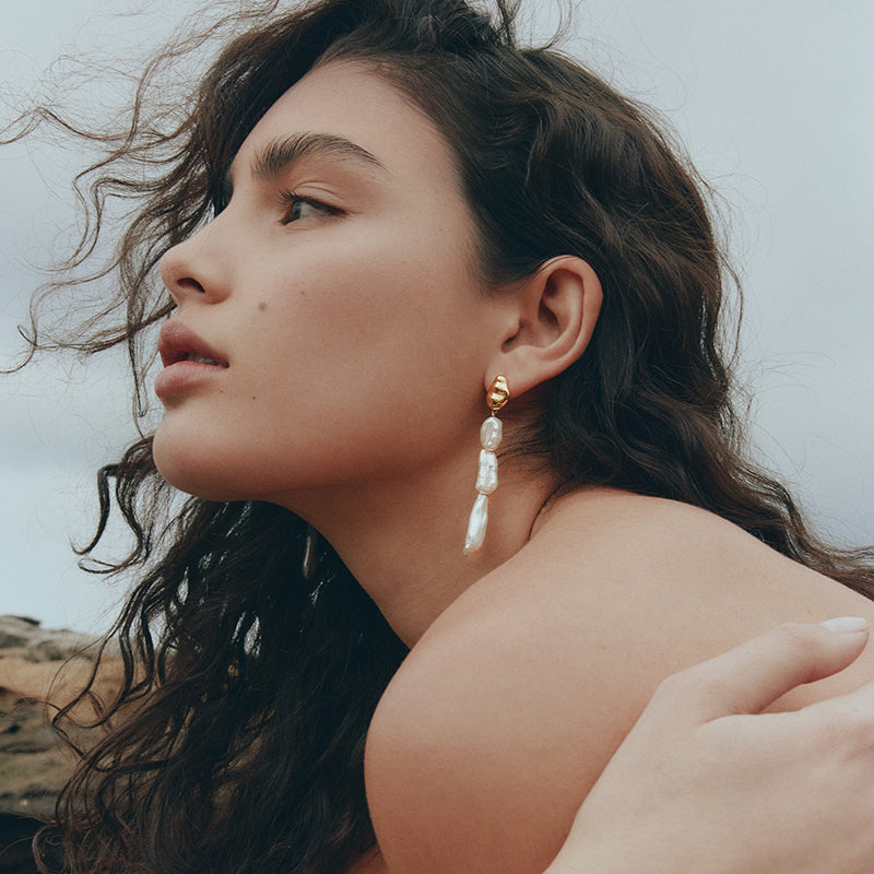 CIELO LONG PEARL DROP EARRINGS