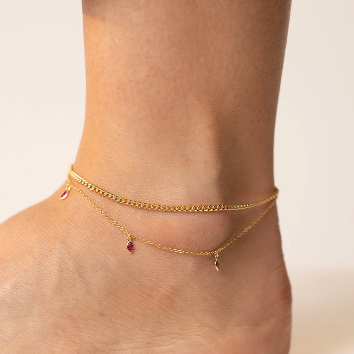 ANKLET WITH RUBY DROPLETS