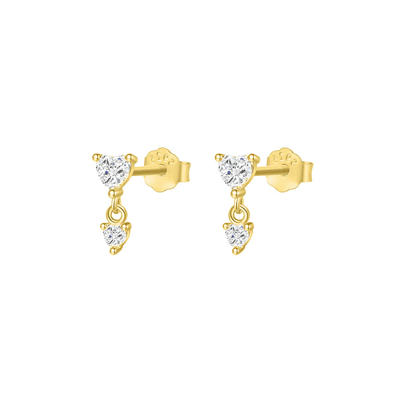 PETITE DOUBLE DROP ZIRCONIA EARRINGS
