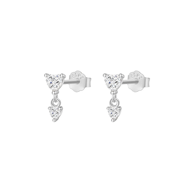 PETITE DOUBLE DROP ZIRCONIA EARRINGS