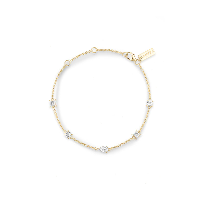 Clover White Topaz Gold Bracelet