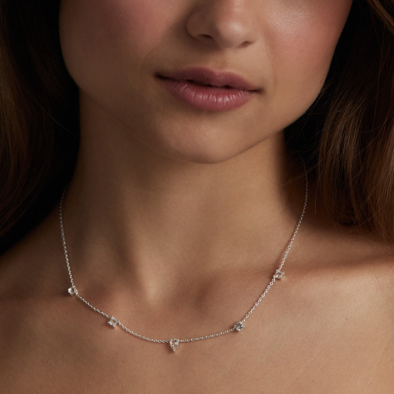 Clover White Topaz Silver Necklace