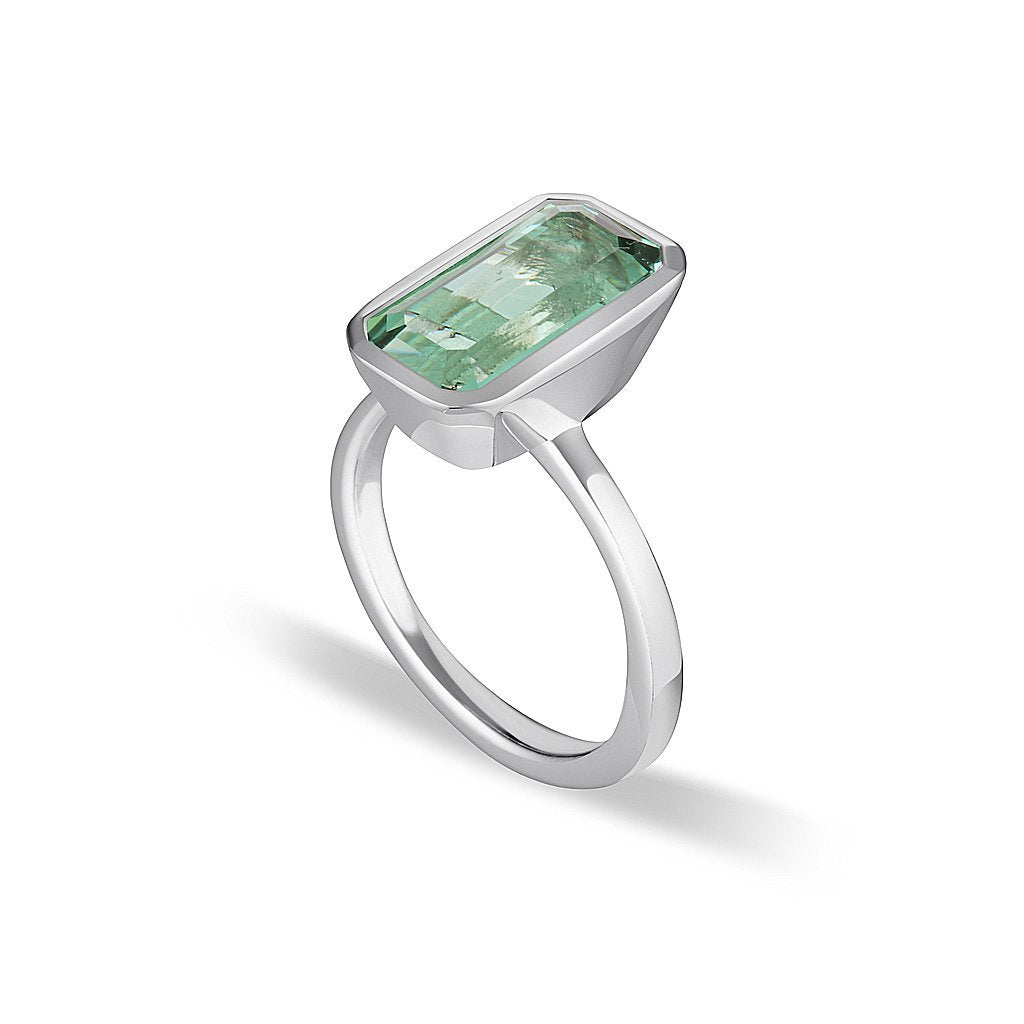 CELEBRATION STACKER RING - LARGE EMERALD CUT - GREEN AMETHYST