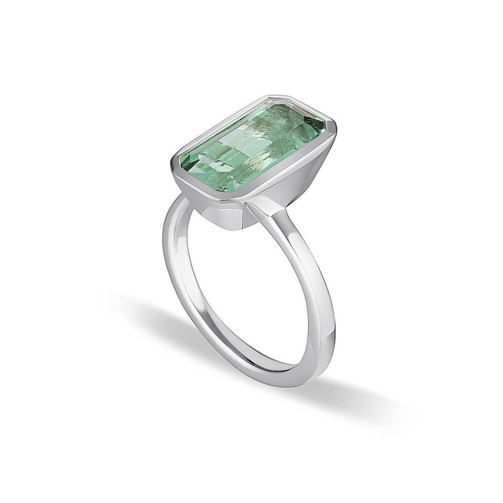 CELEBRATION STACKER RING - LARGE EMERALD CUT - GREEN AMETHYST