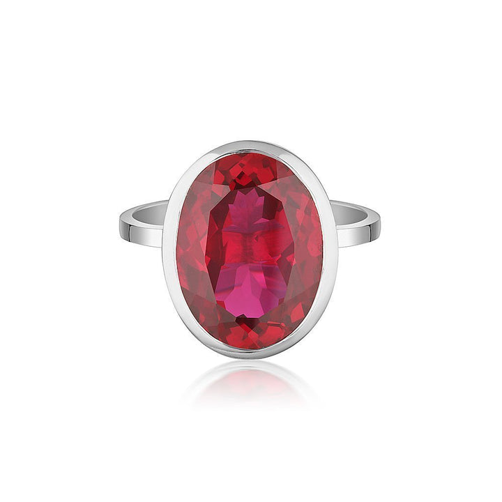 CELEBRATION STACKER RING - LARGE OVAL CUT - RUBY CORUNDUM