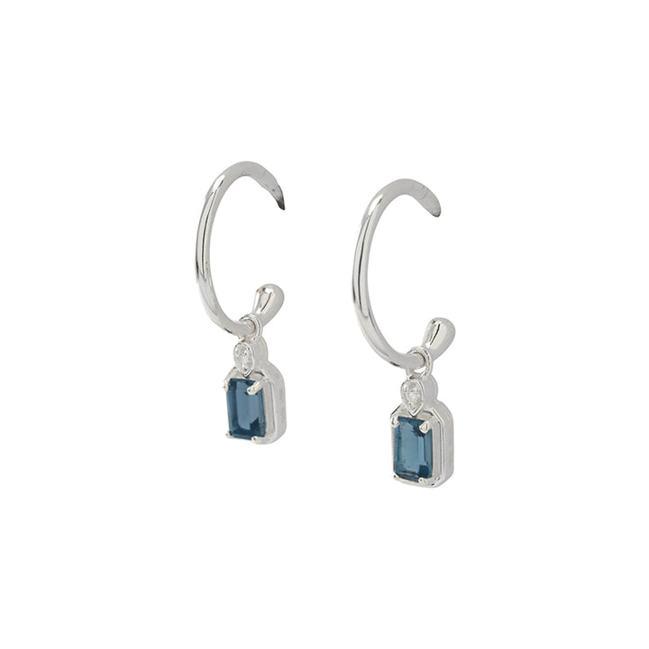 MAEVE LONDON BLUE TOPAZ HOOP EARRINGS