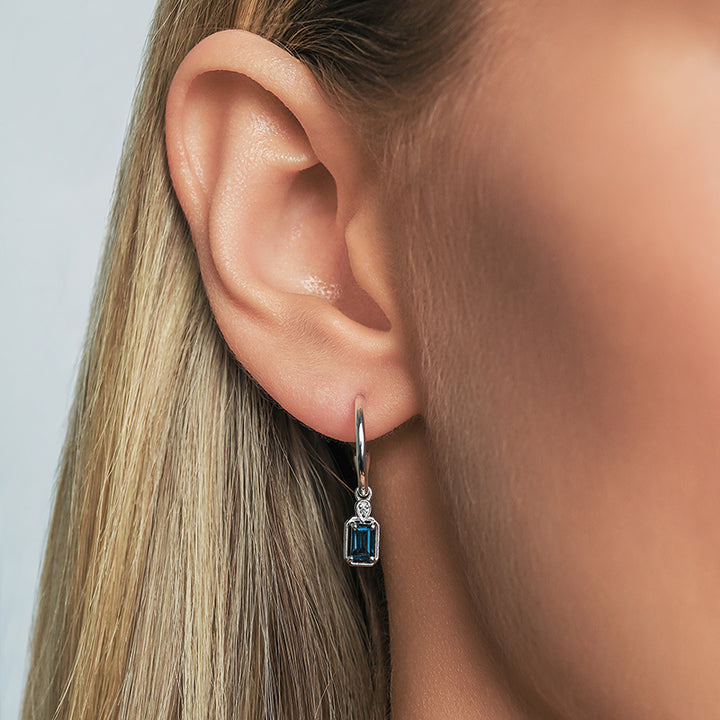 MAEVE LONDON BLUE TOPAZ HOOP EARRINGS