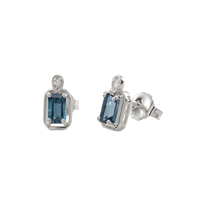 MAEVE LONDON BLUE TOPAZ STUD EARRINGS