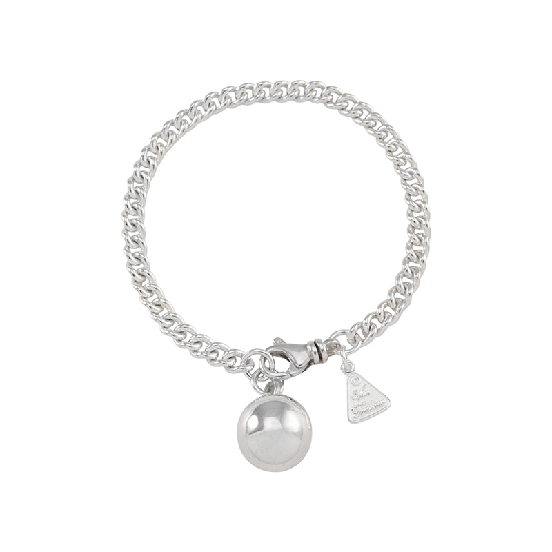 HEAVY CURB LINK BRACELET WITH CHIME BALL