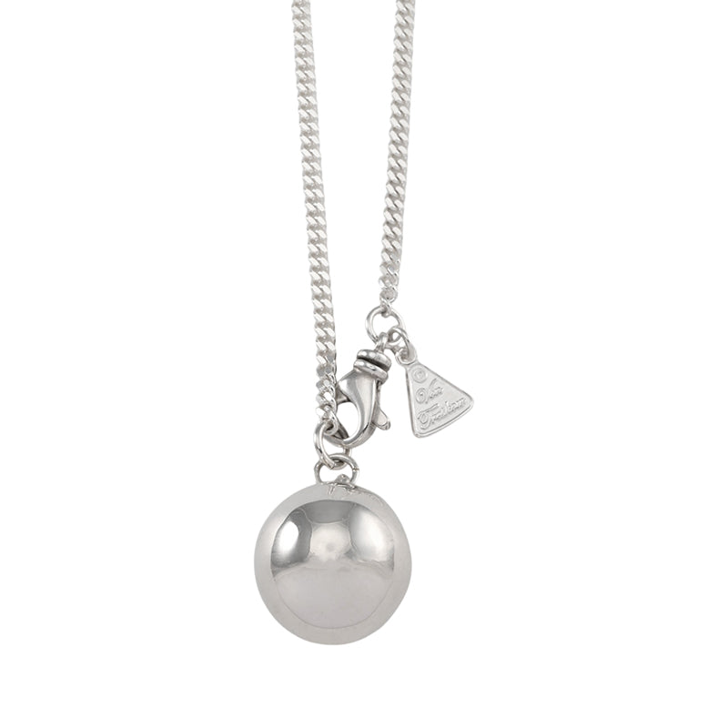 CURB LINK NECKLACE WITH CHIME BALL