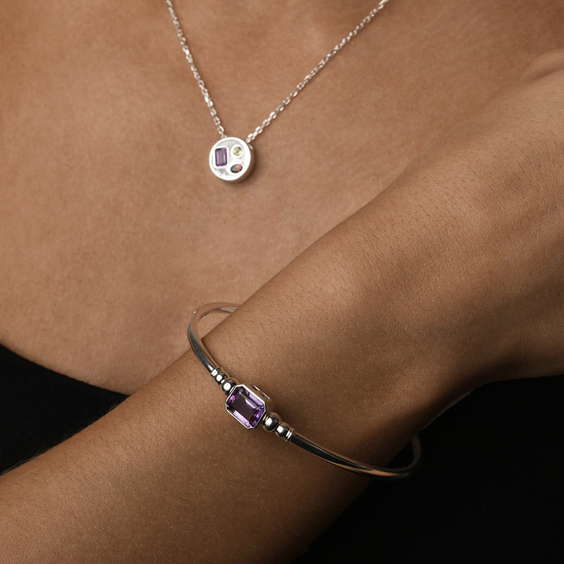 EMERALD CUT AMETHYST BANGLE