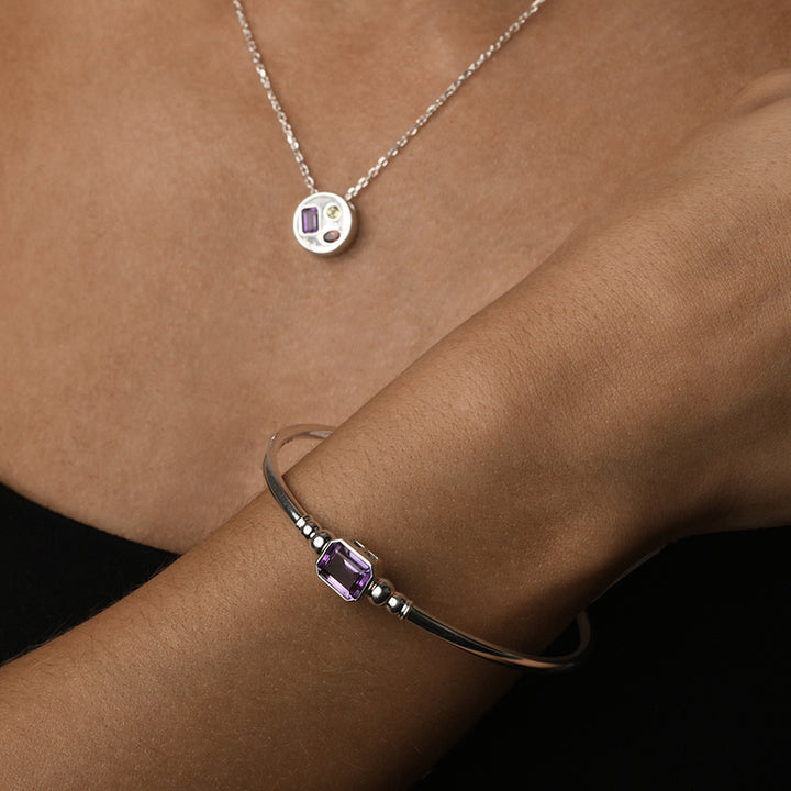 EMERALD CUT AMETHYST BANGLE