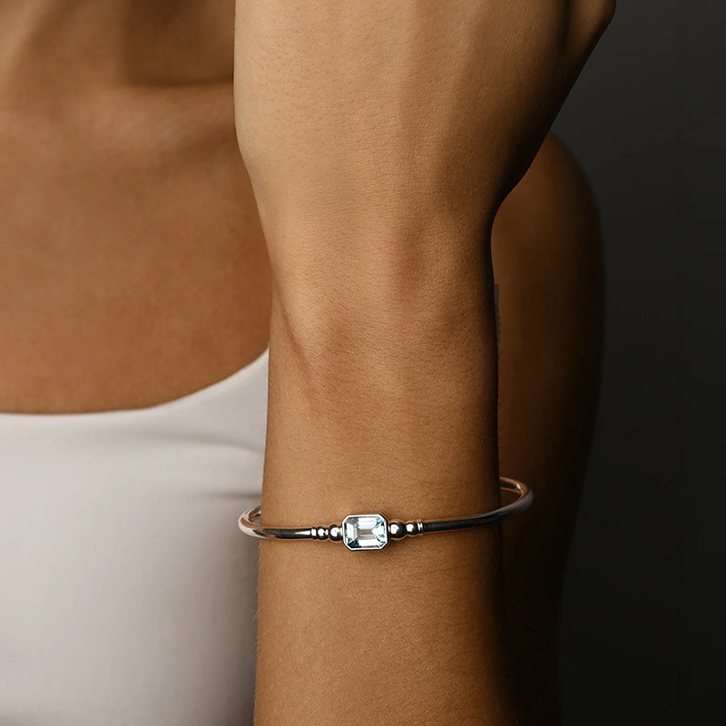 EMERALD CUT SKY BLUE TOPAZ BANGLE