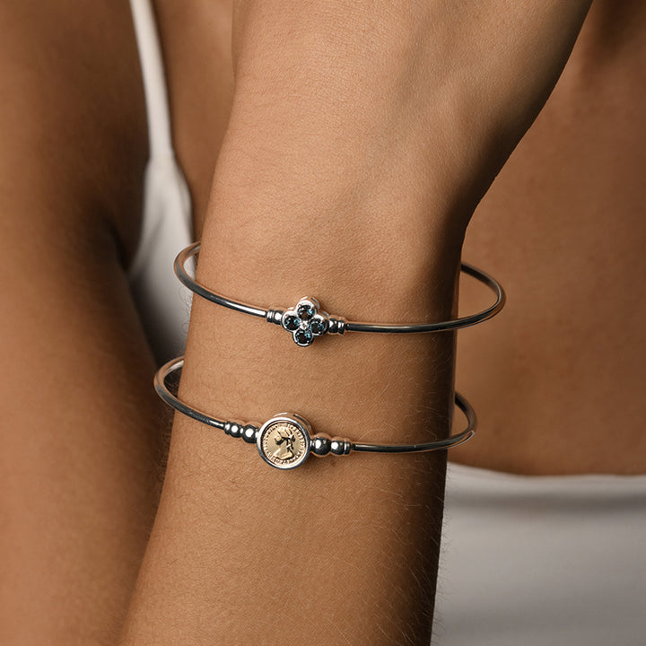 LONDON BLUE TOPAZ CLOVER BANGLE