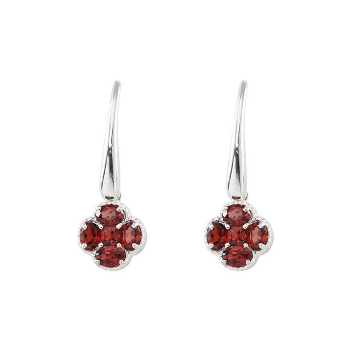 GARNET CLOVER DROP EARRINGS
