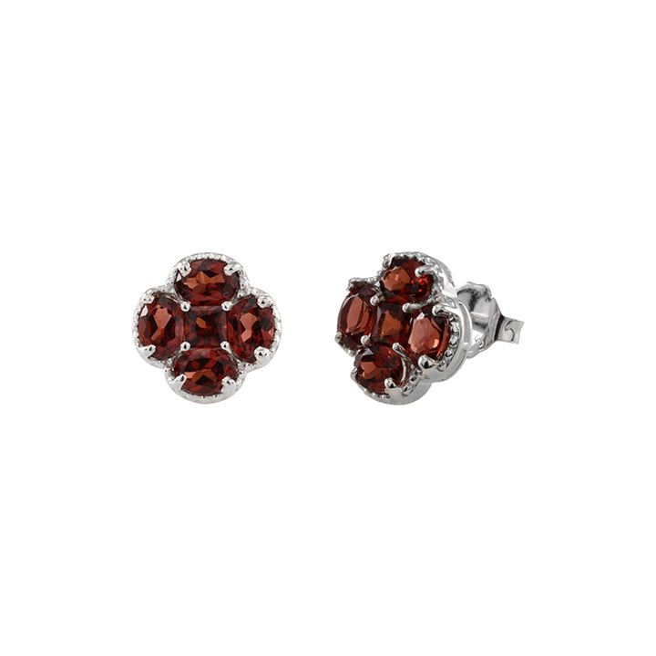 GARNET CLOVER EARRINGS