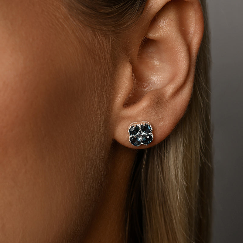 SKY BLUE & LONDON BLUE TOPAZ CLOVER EARRINGS