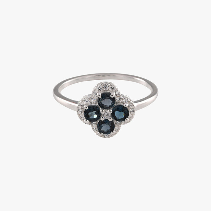 LONDON BLUE TOPAZ & CZ CLOVER RING