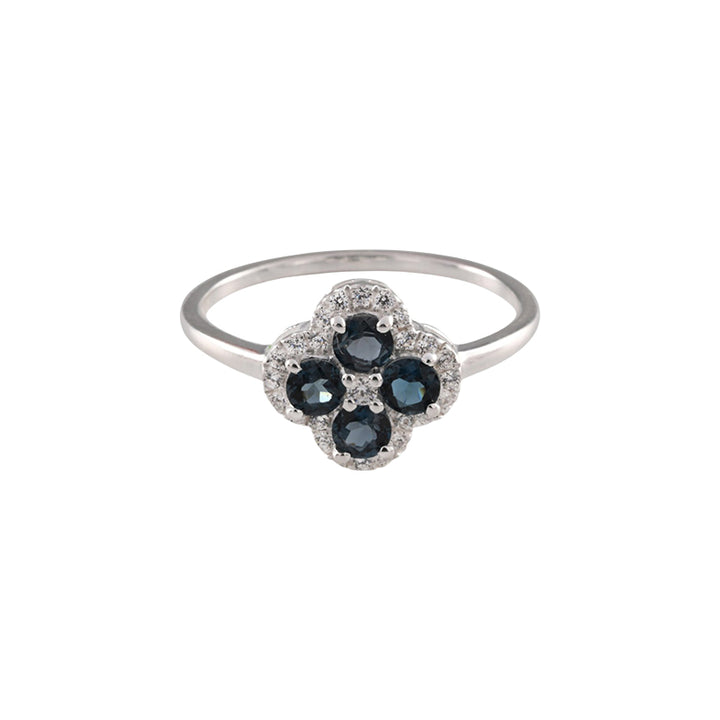 LONDON BLUE TOPAZ & CZ CLOVER RING