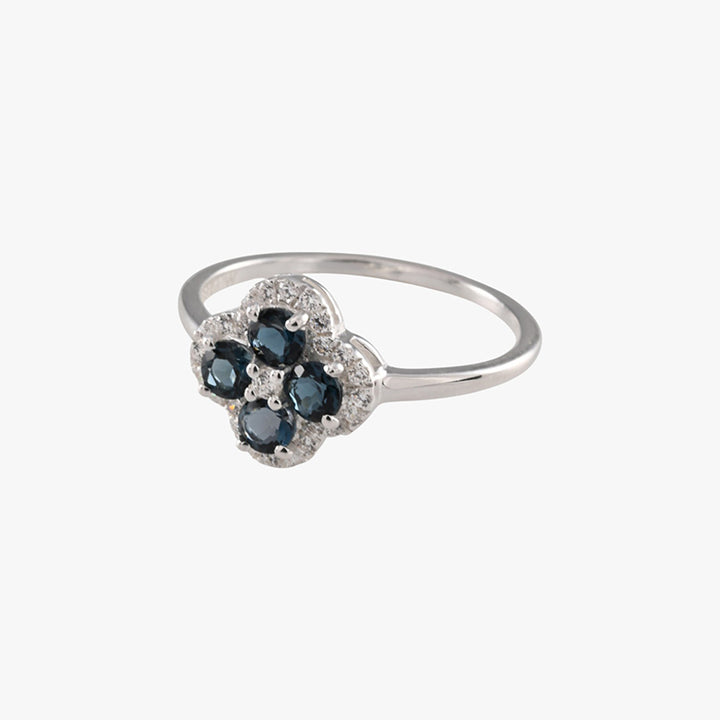 LONDON BLUE TOPAZ & CZ CLOVER RING