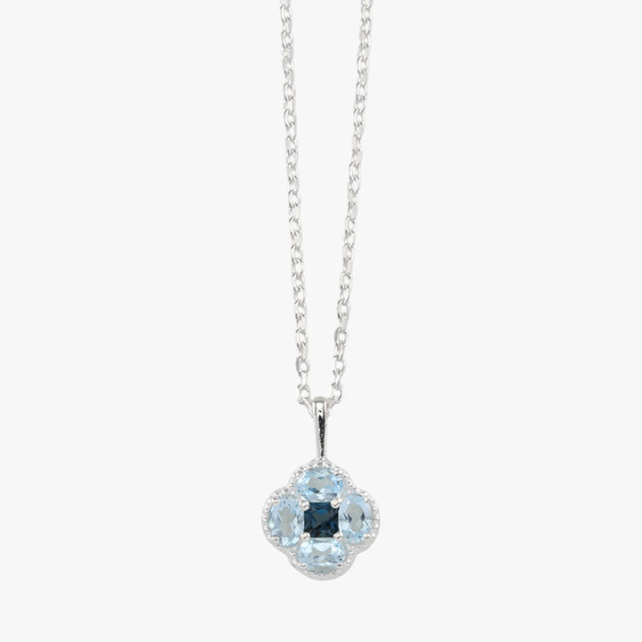 SKY BLUE & LONDON BLUE TOPAZ CLOVER BELCHER NECKLACE