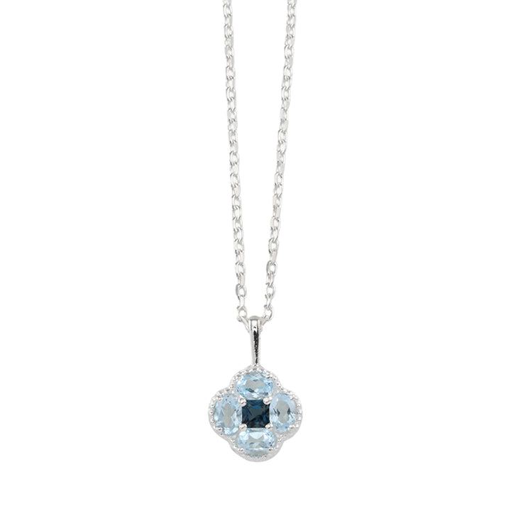 SKY BLUE & LONDON BLUE TOPAZ CLOVER BELCHER NECKLACE