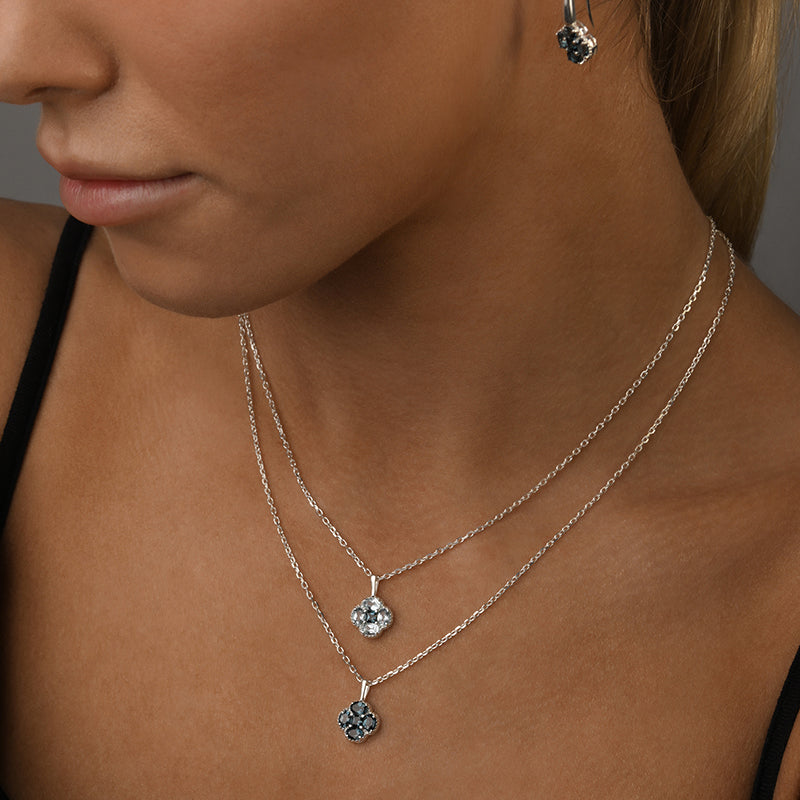 SKY BLUE & LONDON BLUE TOPAZ CLOVER BELCHER NECKLACE