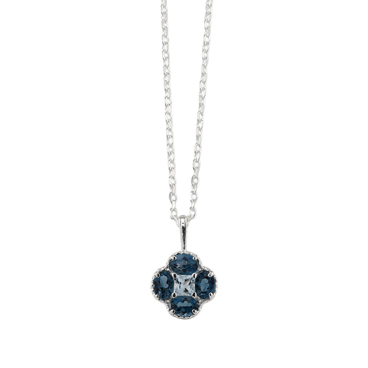 LONDON BLUE & SKY BLUE TOPAZ CLOVER BELCHER NECKLACE