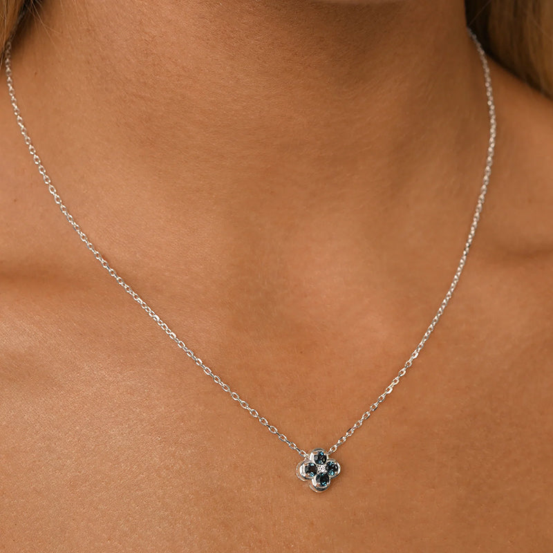 LONDON BLUE & CZ CLOVER SLIDING CHARM