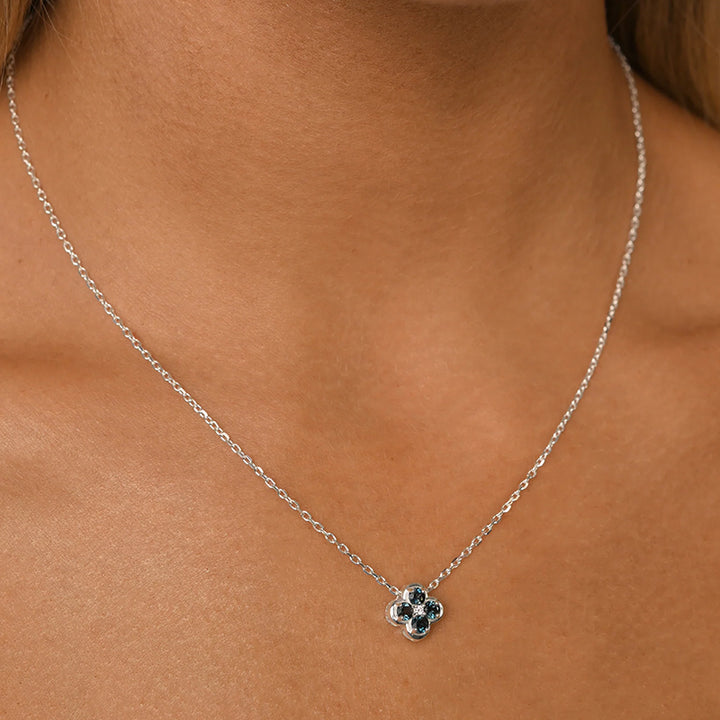 LONDON BLUE & CZ CLOVER SLIDING CHARM