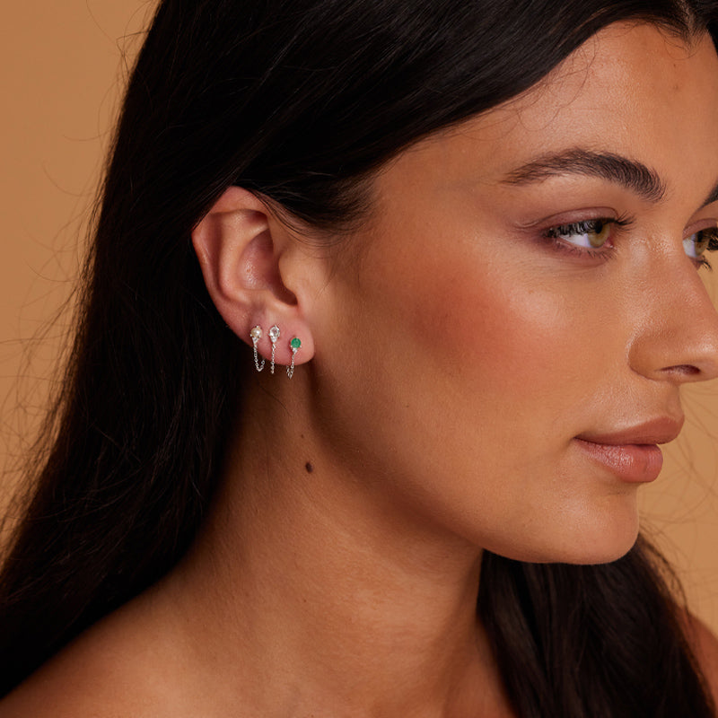 MAY EMERALD BIRTHSTONE STUDS