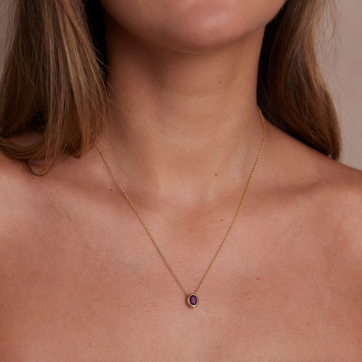 JULY RUBY BIRTHSTONE NECKLACE