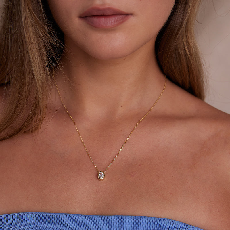 APRIL WHITE TOPAZ BIRTHSTONE NECKLACE